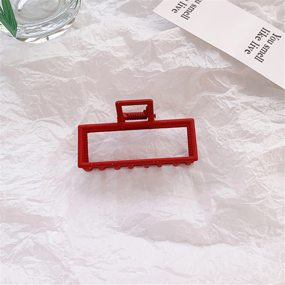 

Women Geometric Hair Claw Solid Color Hair Crab Retro Metal Square Shape Hair Clips Claws Hair Accessories Large Size Hairpin