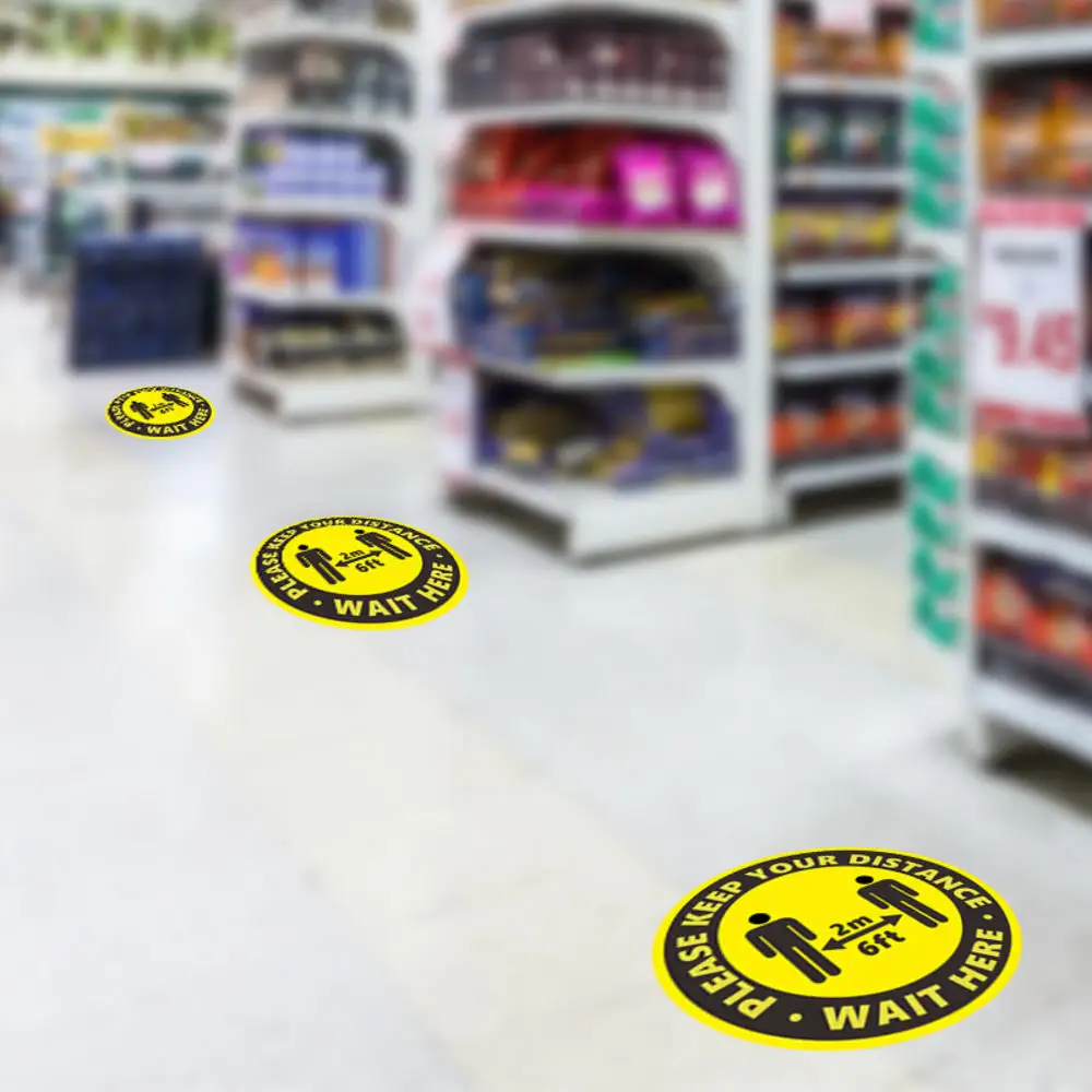 Социальная дистанция пол наклейки Non Slip Водонепроницаемый самоклеящиеся