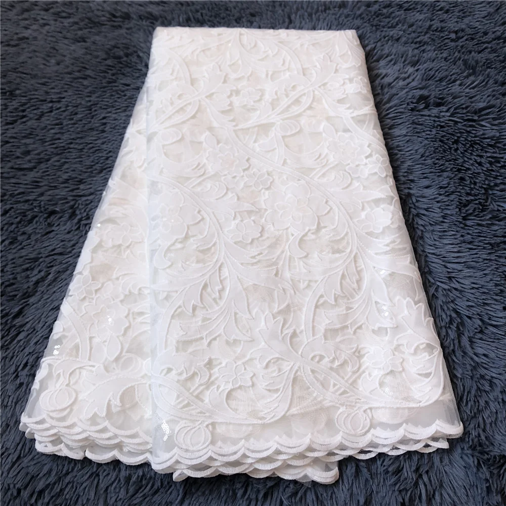 

2022 High Quality AfricanNigeria Lace Fabric For Sewing Embroidery Swiss French Tulle Cotton 5yards Wedding Party Dress Guipure