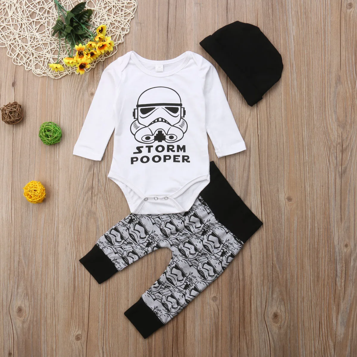 

2021 New Cool Newborn 0-18months Baby Boys Clothes Set Cotton Top Romper Pants Leggings Hat 3Pcs Outfit Clothes