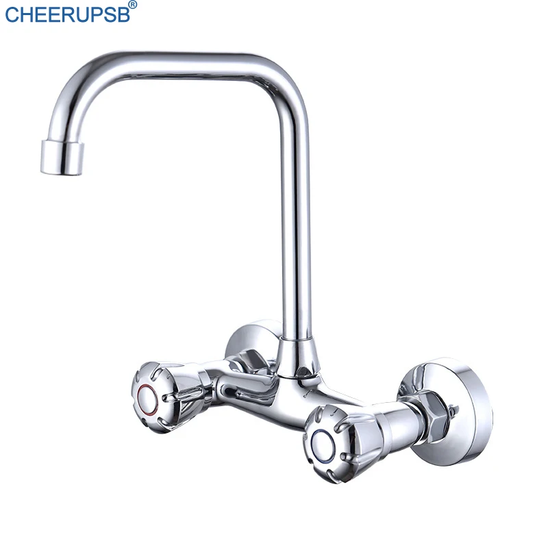 Кухонный кран с двойным отверстием настенное крепление вращающийся на колонку