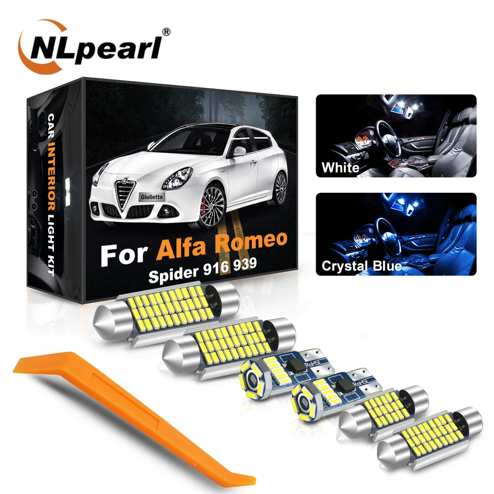 

7Pcs Car Interior Lights For Alfa Romeo Spider 916 939 (1995-2010) Canbus Vehicle LED Map Dome Light Kit Car Lamp Accessories