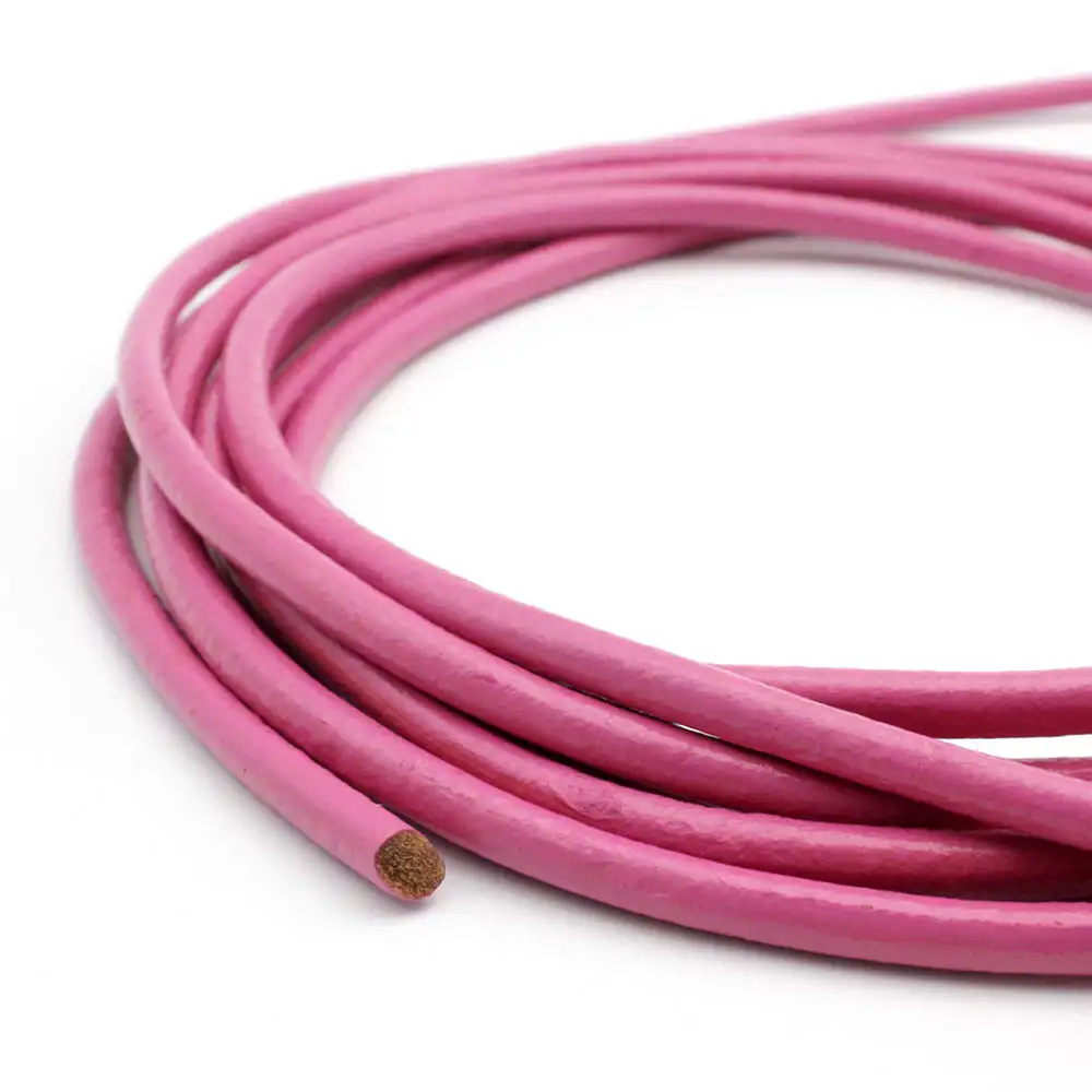 

AaaZee 5mm Round Magenta Real Cow Hide Leather Cord for DIY Jewelry Making, Bracelet Craft