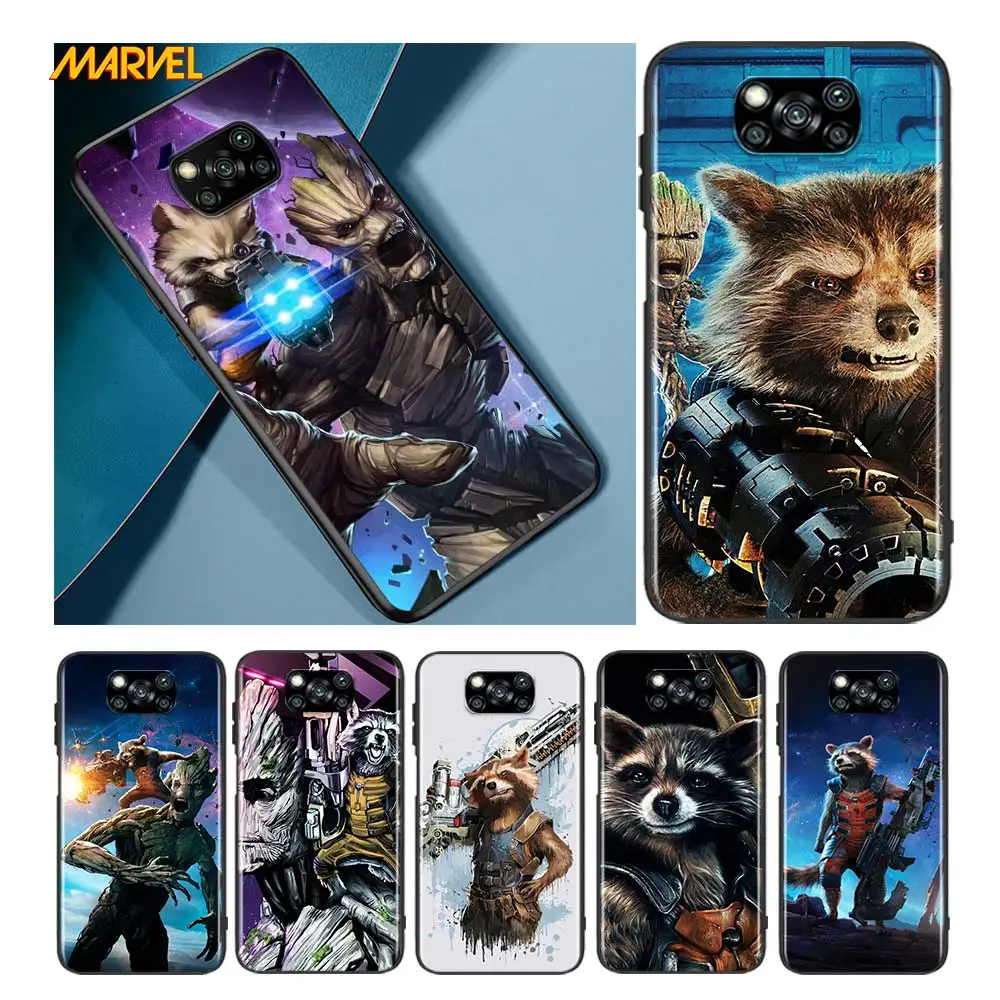 

Rocket Raccoon Marvel for Xiaomi Poco X3 NFC X2 M3 M2 F2 F3 Pro C3 F1 A2 Lite Mix3 Play Silicone Soft Black Phone Case