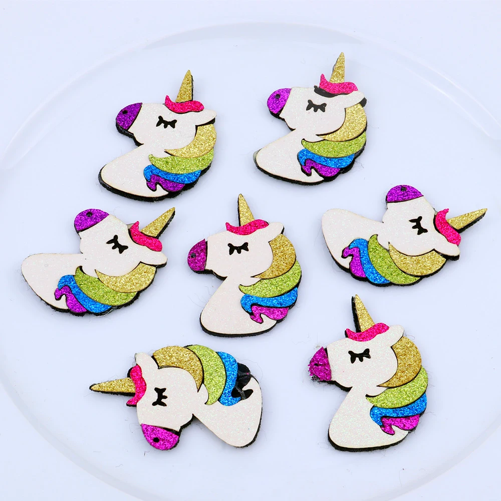 

16 Pcs Glitter Leather Fabric Unicorn Appliques Patches For Girls Hair Clips Hair Bows Barrette Head Wrap DIY Crafts Accessories