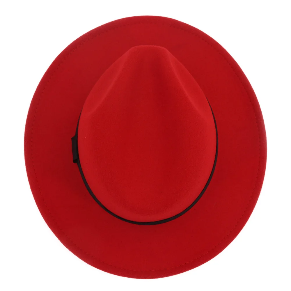 

ZLD Winter Autumn Imitation Woolen Women Ladies Fedoras Top red and black splice Jazz Hat European American Round Cap Bowler Hat