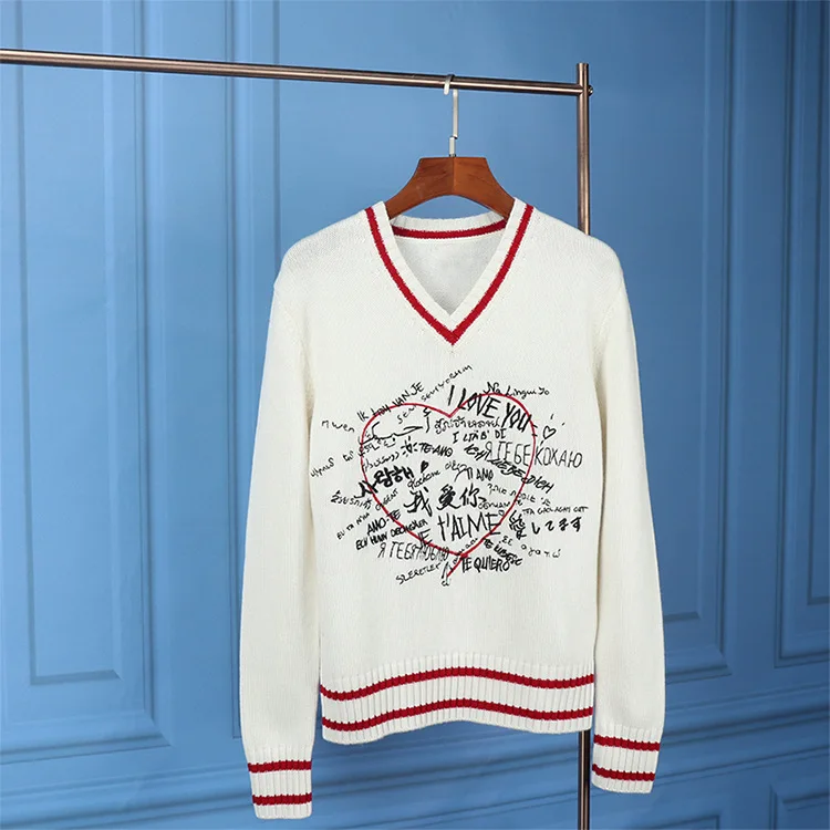 

New Style Love You Embroidery Women's Clothing Cashmere Sweater