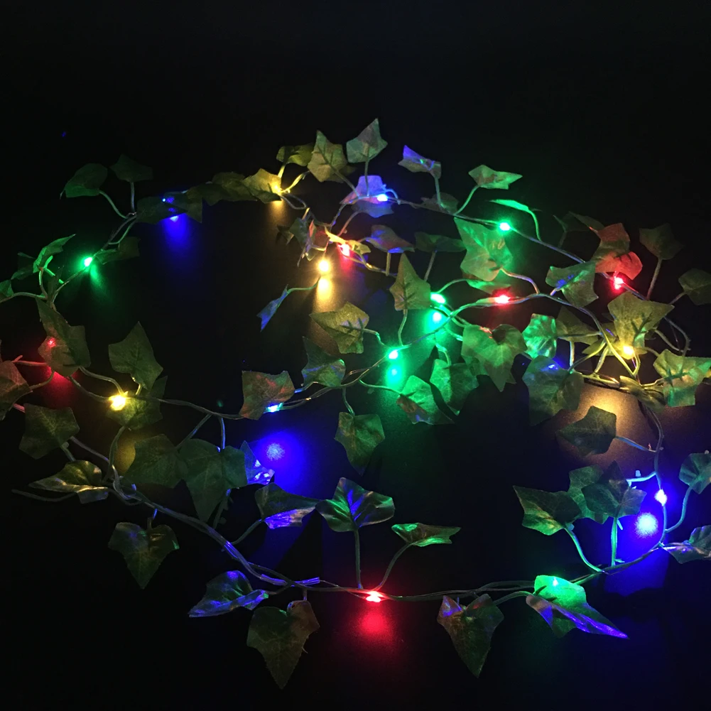 2M/ 20 LED Artificial Plants String Light Green Leaf Ivy Vine Fairy Maple Leaves Lamp Garland DIY Hanging Lighting - купить по