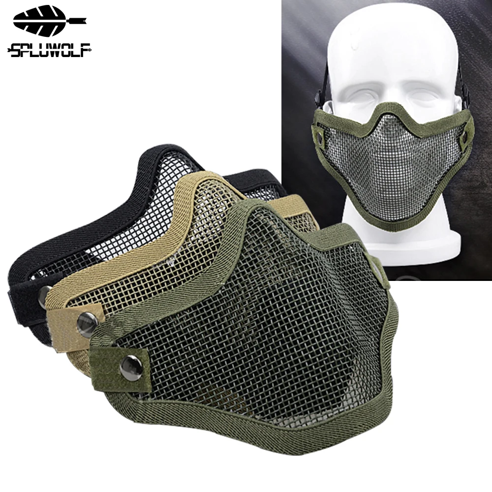 Tactical Hunting Airsoft Paintball Protection Metal Steel Net Mesh Half Cover Military  Halloween Party Half Face Mask