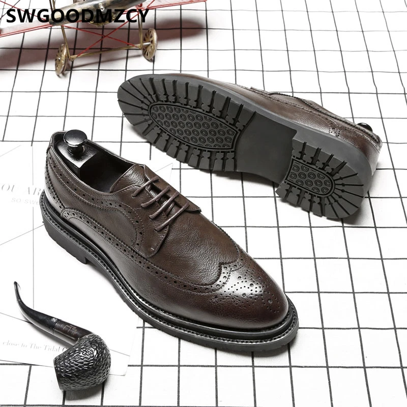 Туфли-Броги мужские деловые брендовые итальянские туфли элегантные для офиса