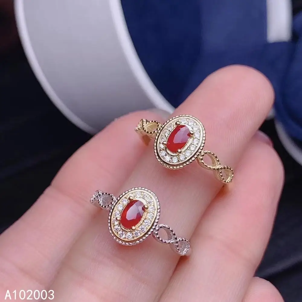 

KJJEAXCMY fine jewelry 925 sterling silver inlaid natural ruby new Female ring Woman Girl Miss Support Detection