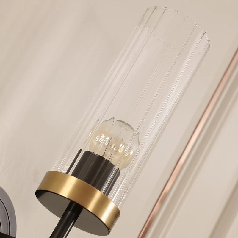 

Sconces Indoor Lighting Copper Luxury Living Room Bedroom Bedside Lamp High Transparent Glass Lampshade Aisle Corridor Wall Lamp