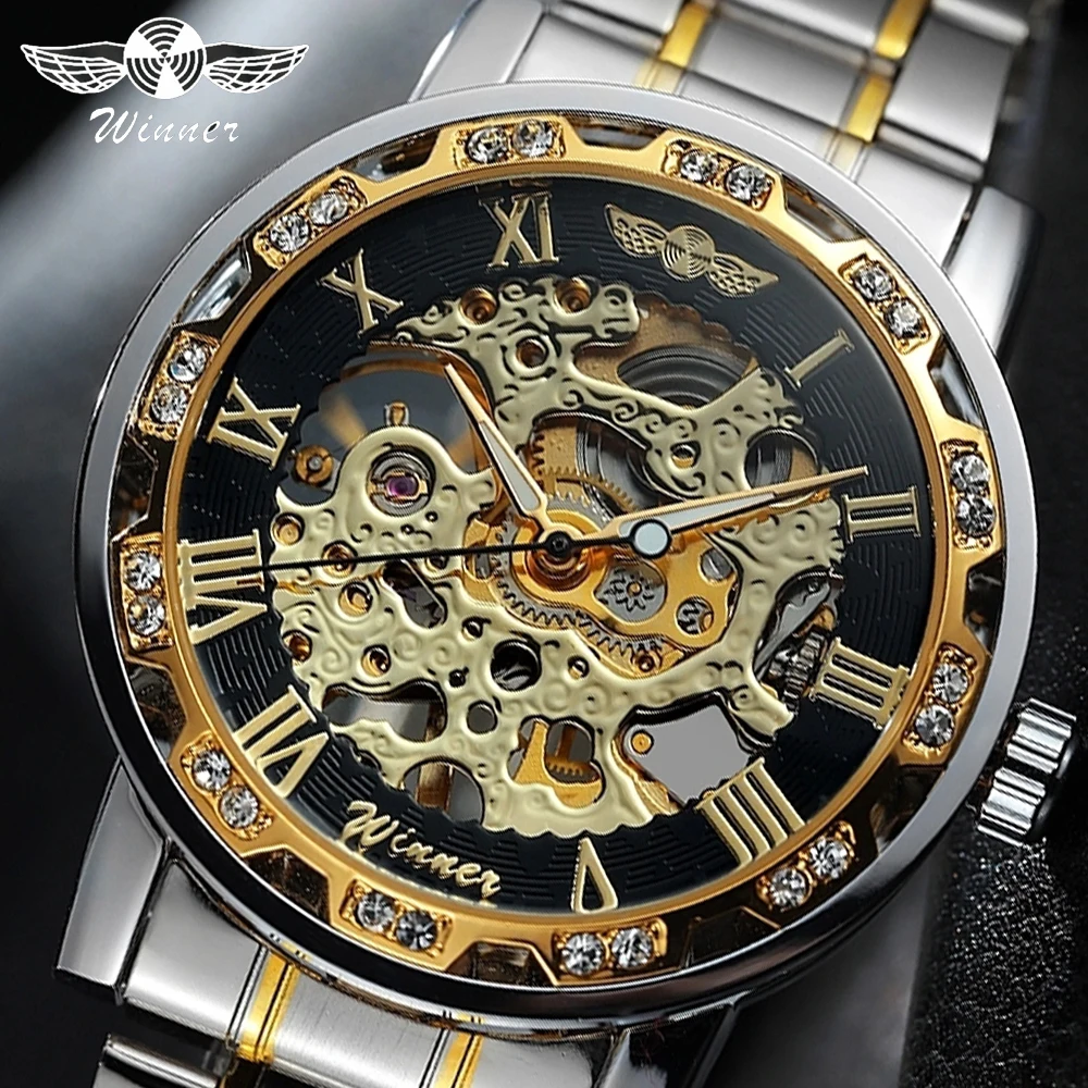 Часы наручные Winner Мужские механические прозрачные модные светящиеся брендовые