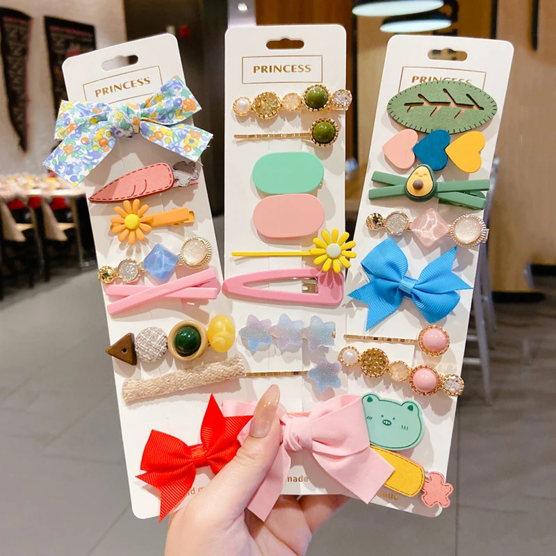 

6/7/8/13pcs/Set Hair Clips Female Pattern Side Clip Bow Hairpin Headdress For Cute Girls 2021 Spring Summer New Accessories