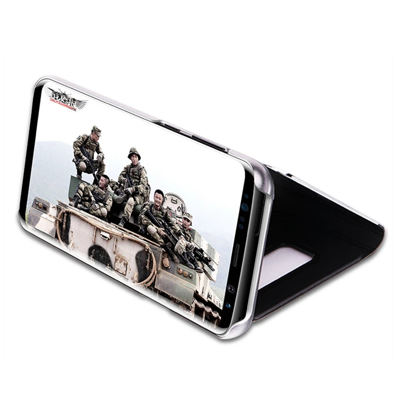 Умный прозрачный зеркальный флип чехол для Samsung A3 A5 A7 A8 A9 J3 J5 J7 Galaxy S9 S8 Plus S7 S6 Edge Note 9 8