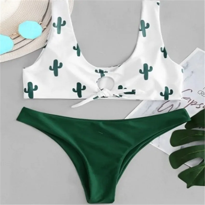 Купальник с принтом кактуса Европейский и американский сексуальный раздельный
