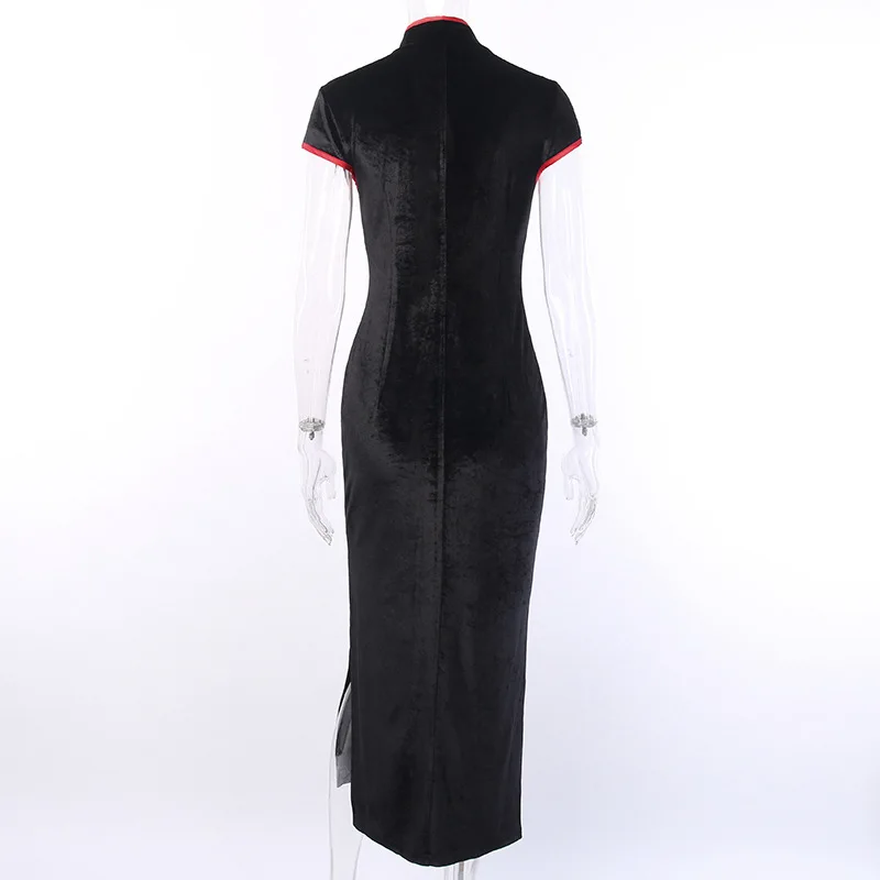 2021 китайский с воротником-стойкой в готическом стиле переливчатый цвет черный