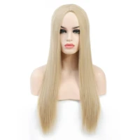 26 inches long straight blond synthetic wigs for women cosplay wig middle part wig female daily use lolita fashion lanyi