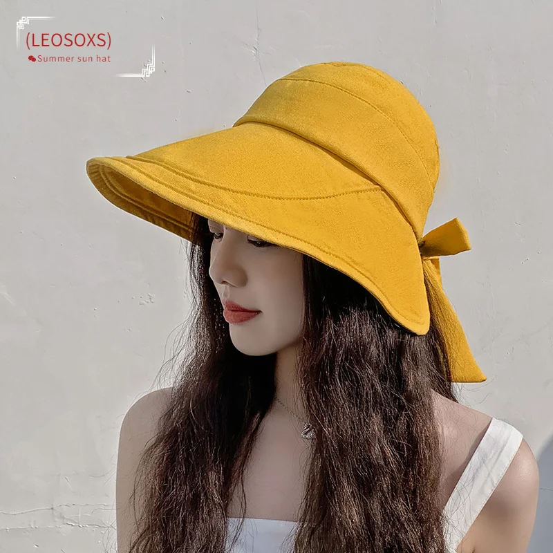 

New Women Panama Summer Visors Hat Sun Hat Wide Large Brim Beach Hats Bucket Hat Chapeau Femme Beach UV Protection Cap Bob