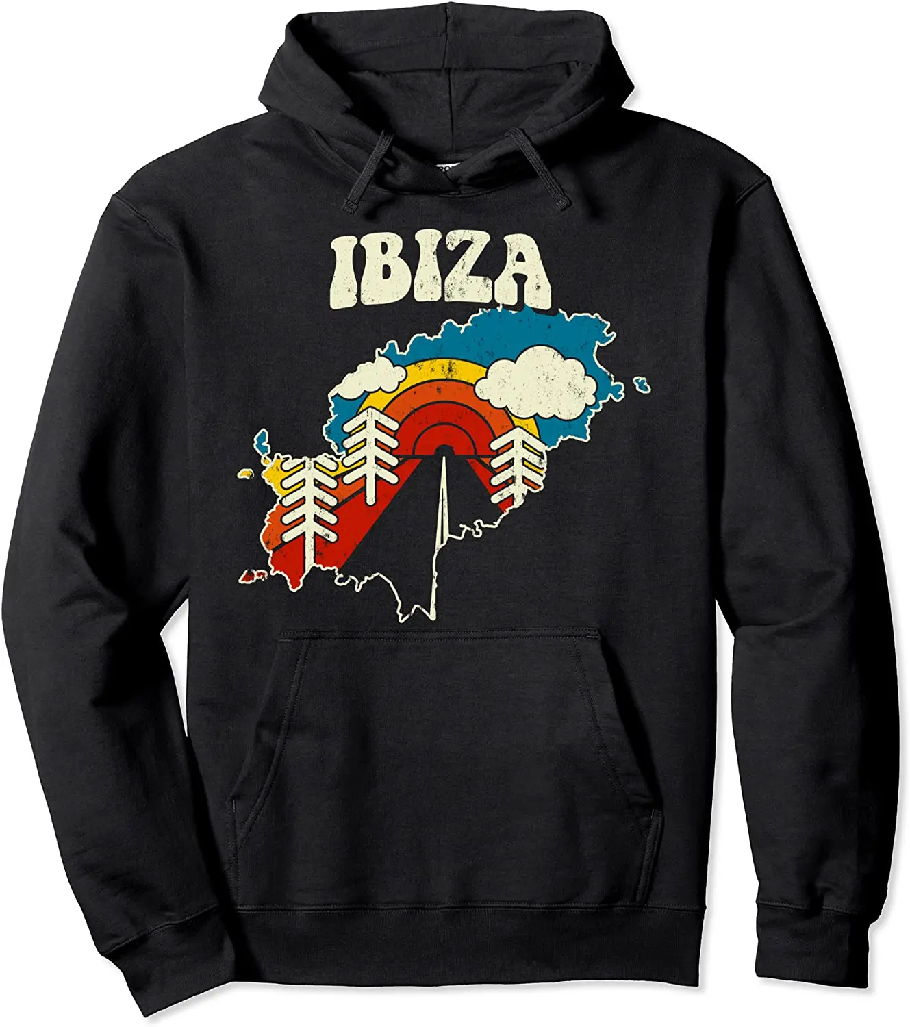 Ibiza Vintage Spanish Island Rainbow Retro 70s Map пуловер Испания Толстовка
