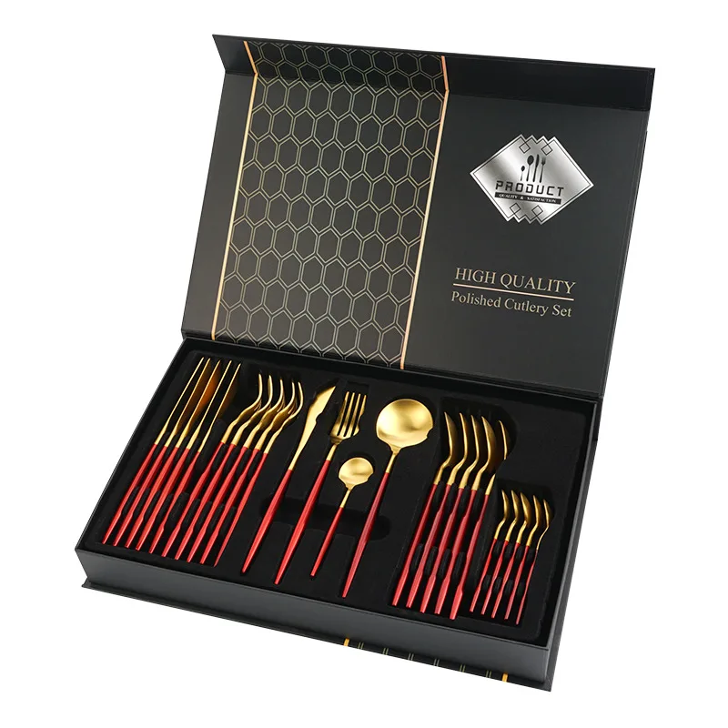 

Explosions Portugal Stainless Steel Cutlery Gift Box Set Gold-Plated Painted 24-Piece Set Gift Tableware