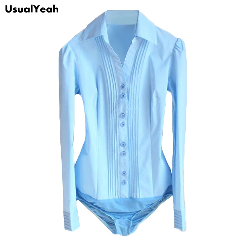 Long sleeve Blue В продаже! Новая Женская Офисная плиссированная рубашка с длинным рукавом и v-образным вырезом, Женская рабочая одежда, S-4XL, черный, белый, синий SY0091 - Цвет: Long sleeve Blue