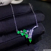 kjjeaxcmy fine jewelry 925 sterling silver inlaid natural emerald fashion girl new pendant necklace support test