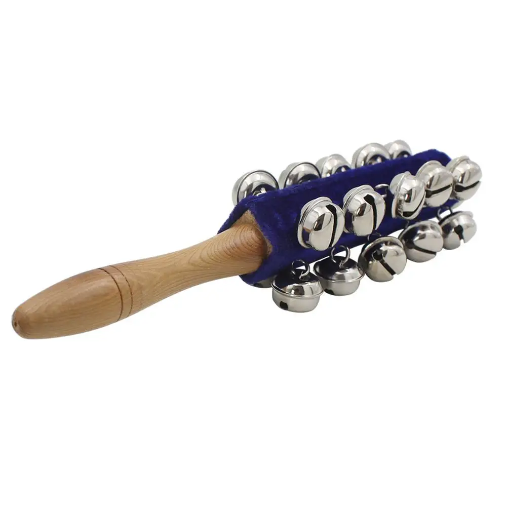 

1 Pcs Children Kids Natural Wood 21 Bells Rattle Hand Bell Percussion Shaker Musical Instrument Toy Blue