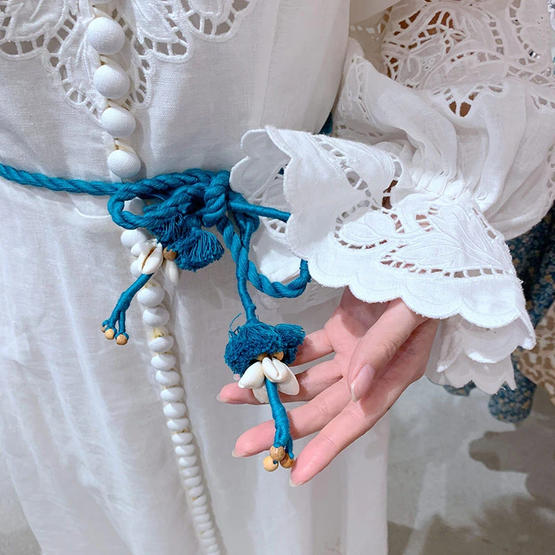 

TWOTWINSTYLE Patchwork Lace Dresses For Female Mock Neck Lantern Long Sleeve Patchwork Ruffle Women's Elegant Dress Fashion New