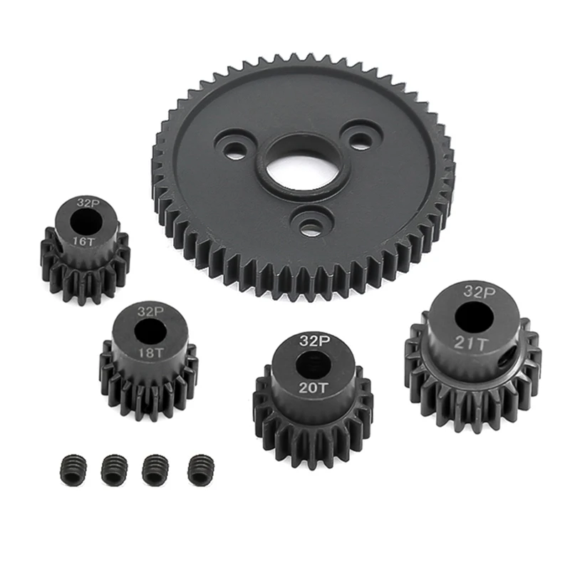 FBIL-Metal Spur Gear 54T 0.8 32P 3956 with 16T 18T 20T 21T Pinions Gear Set for 1/10 Traxxas Slash Stampede Summit E-Revo