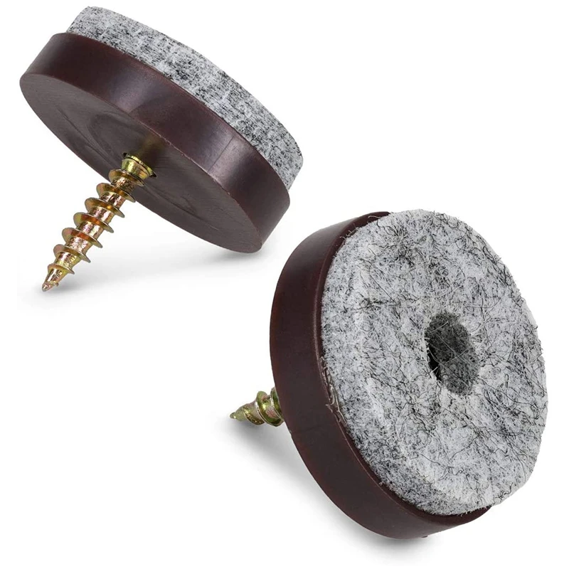 

50 Pcs 1-1/8inch Felt Pads for Furniture Round Screw-in Sliders for Chair Legs, Floor Gliders to Protect Hardwood, Brown