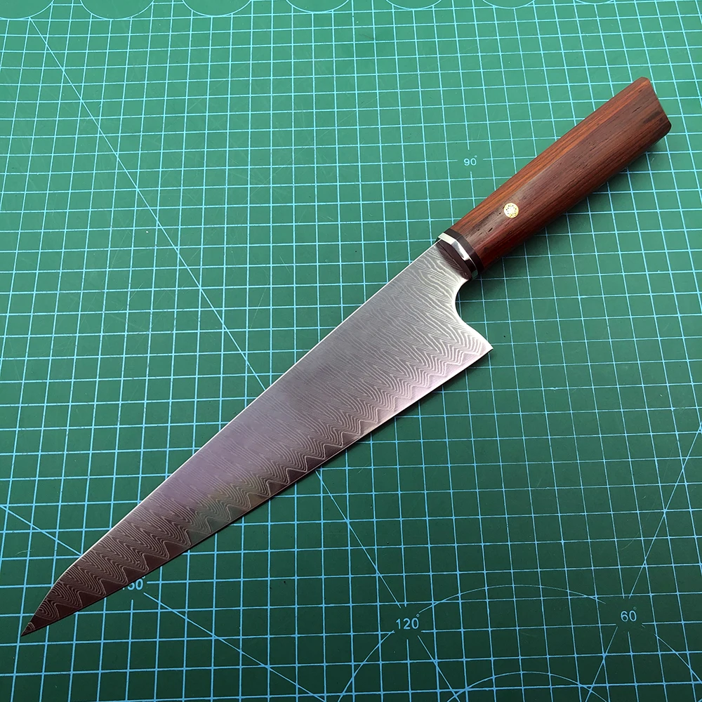 

Черный G10 разделитель + Дамасская Дамаска VG10 профессиональный нож шеф-повара с деревянными ножнами для рыбы и сашими