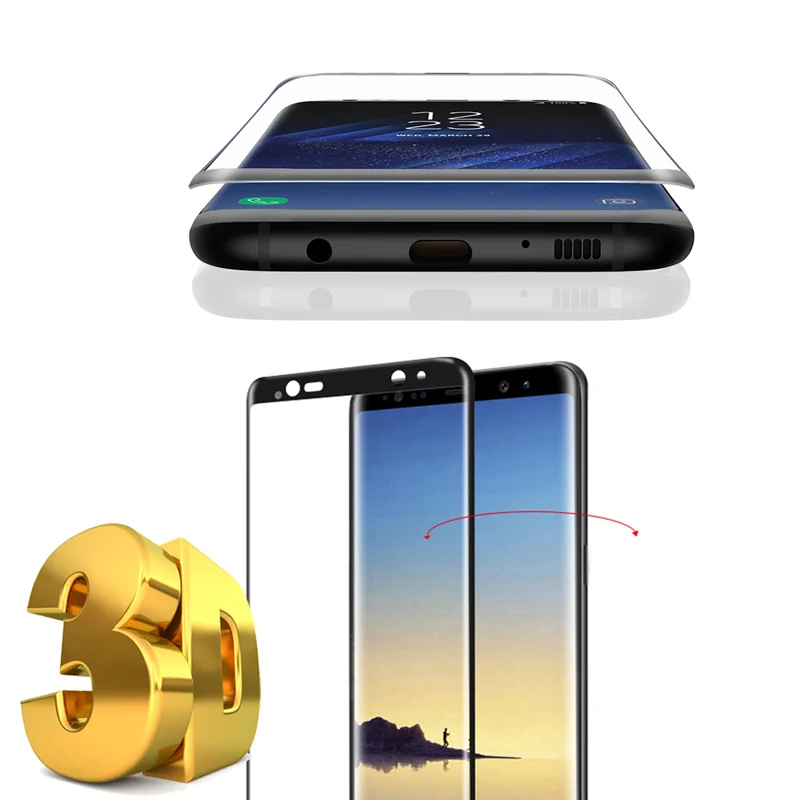 9H 3D полное покрытие закаленное стекло для Samsung Galaxy S6 S7 Edge S8 Plus Note 8 G950 G955 чехол