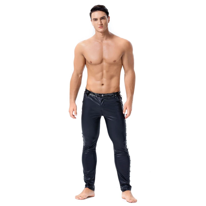 Мужское латексное нижнее белье сексуальные гей плотные штаны из лакированной