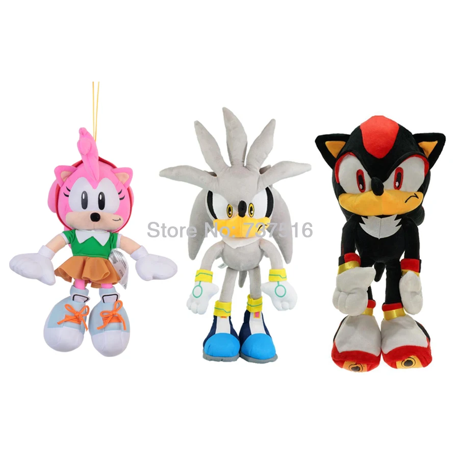 Новая серия форма большая черная тень Amy Rose Серебряный Ежик Мягкая Кукла Плюшевая Justice Flight Silva Мягкая Игрушка Животные 11-20 дюймов