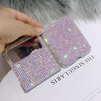 luxury glitter real diamond case for samsung galaxy z flip 3 5g cute bling crystal protective cover for galaxy z flip z flip 4