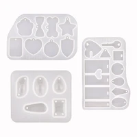 3pcsset pendant silicone mold diy crystal uv epoxy resin heart key shape with holes earring necklace jewelry making tools