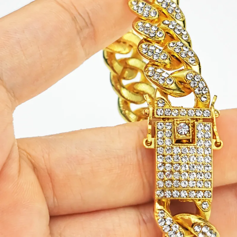 Цепочка Из кубинской цепи Майами для мужчин и женщин сверкающие браслеты
