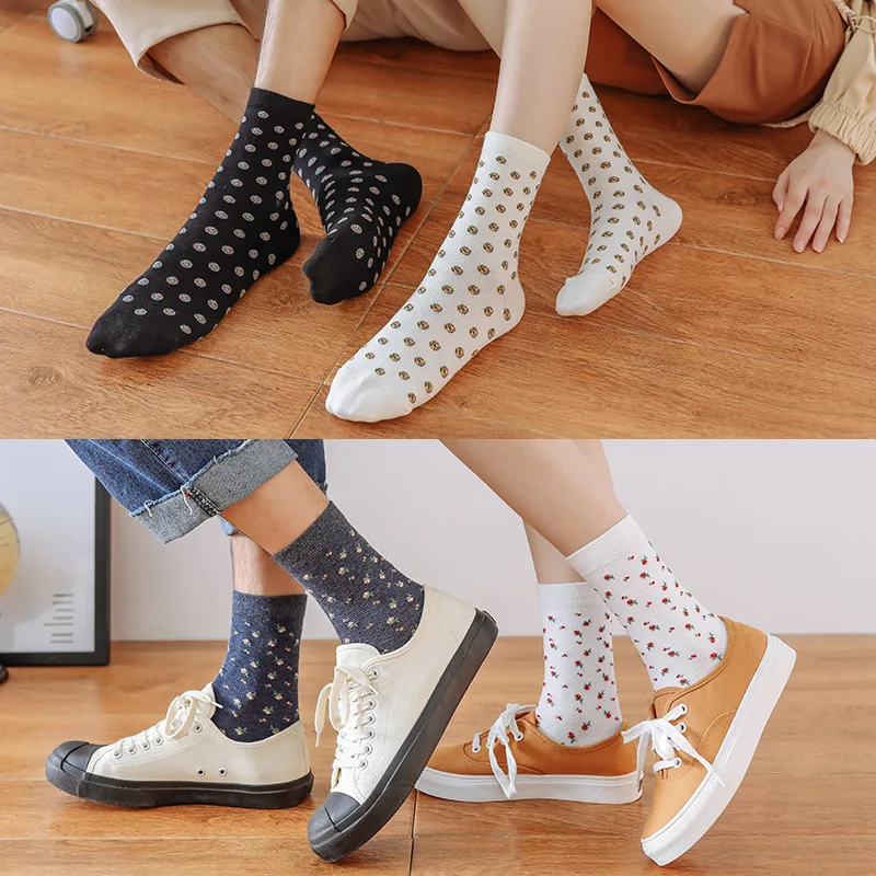 

2021 Women's Cotton Spring and Summer Female Socks Small Flower Couple Socks Breathable Cotton In Tube Socks Compression Socks