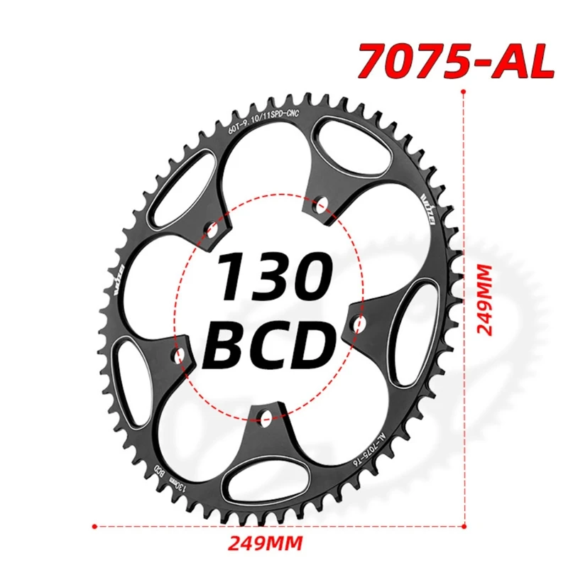 130BCD 50/52/54/56/58/60T Круглый узкая широкая цепь из колец звездочки MTB дорожный