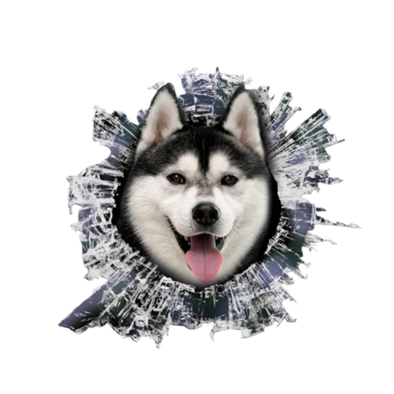 

Interesting Car Sticker Accessories 3D Husky Glass Slag Animal Decal Car Window Waterproof PVC 13cm X 12cm