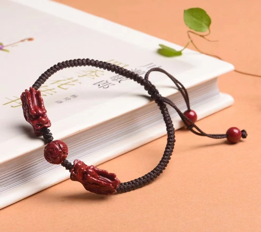 

Natural Purple Cinnabar Lucky Bracelets Dragon Head High Content Cinnabar Hand Wave Charm Women Bracelet Bangle Jewel Dropship