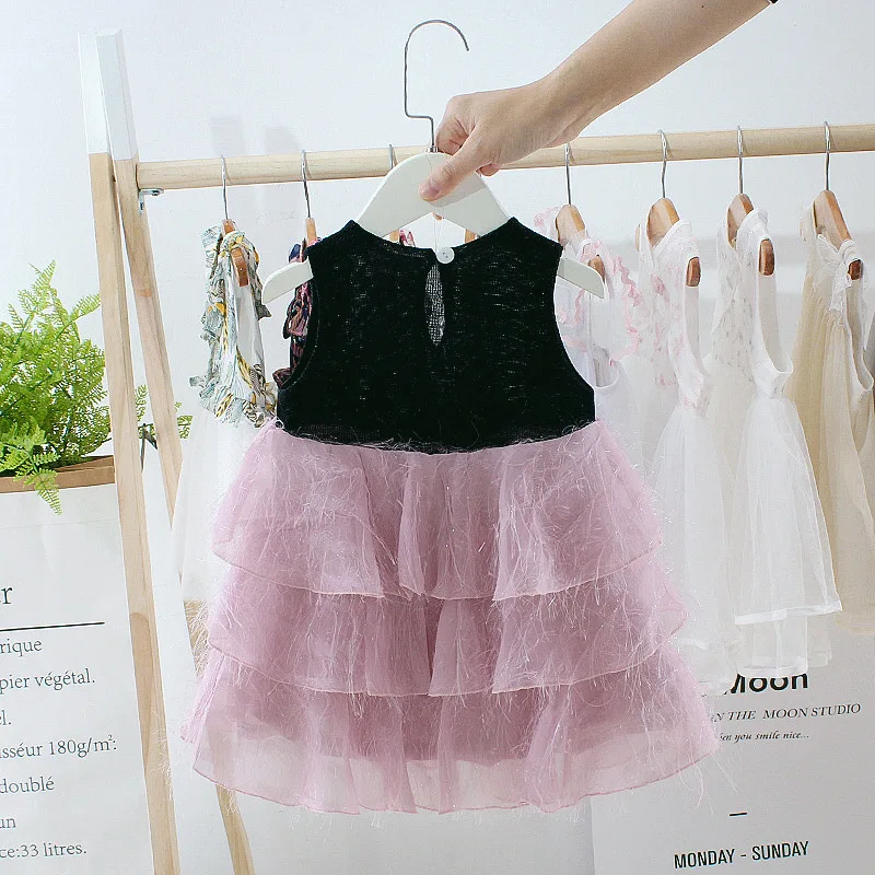 Thunderers Summer Girl Princess Party Dress Sleeveless Hollow Children Layered Wedding Fashion Clothes | Детская одежда и обувь
