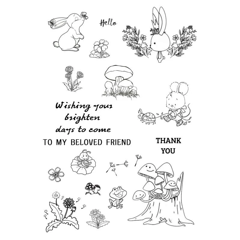 

DABOXIBO Mushroom In The Forest rabbit Clear Stamps Mold For DIY Scrapbooking Cards Making Decorate Crafts 2020 NEW Arrival