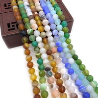 1 strand frosted silk agate round shape natural semi precious stone loose beads strand 6 10mm diy for making necklace 5 colors