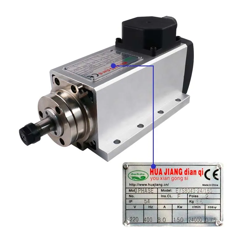 CNC 1,5 кВт 220 В/110 В квадратный шпиндель воздушного охлаждения комплект ER11 Цанга 1500 Вт мотор шпинделя с воздушным охлаждением+ 1,5 кВт VFD фрезерный станок