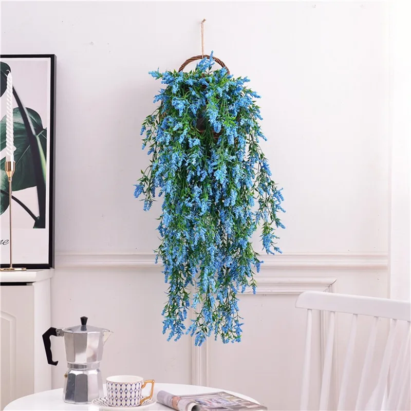

New Lavender Artificial Flowers Wedding Party Decoration Home Living Room Garden Decoration Hanging Plant Fake Flower Wall Decor