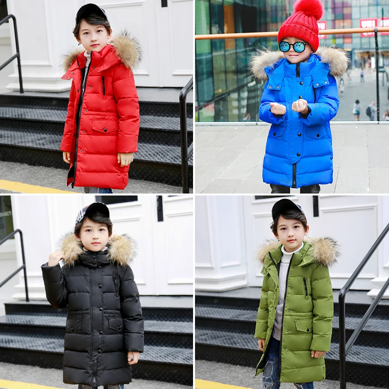 Модные детские пуховые куртки верхняя одежда зимние меховые пальто на утином