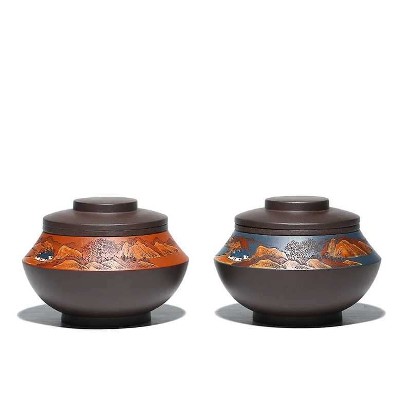 

purple sand tea pot Purple mud powder two color autumn evening Shanju tea pot tea ceremony tea accessories storage pot