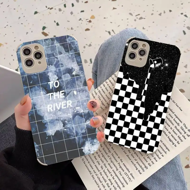 

Black white chessboard quote Phone Case Lambskin Leather For iphone 12 11 8 7 6 XR X XS PLUS MINI PLUS PRO MAX Shockproof